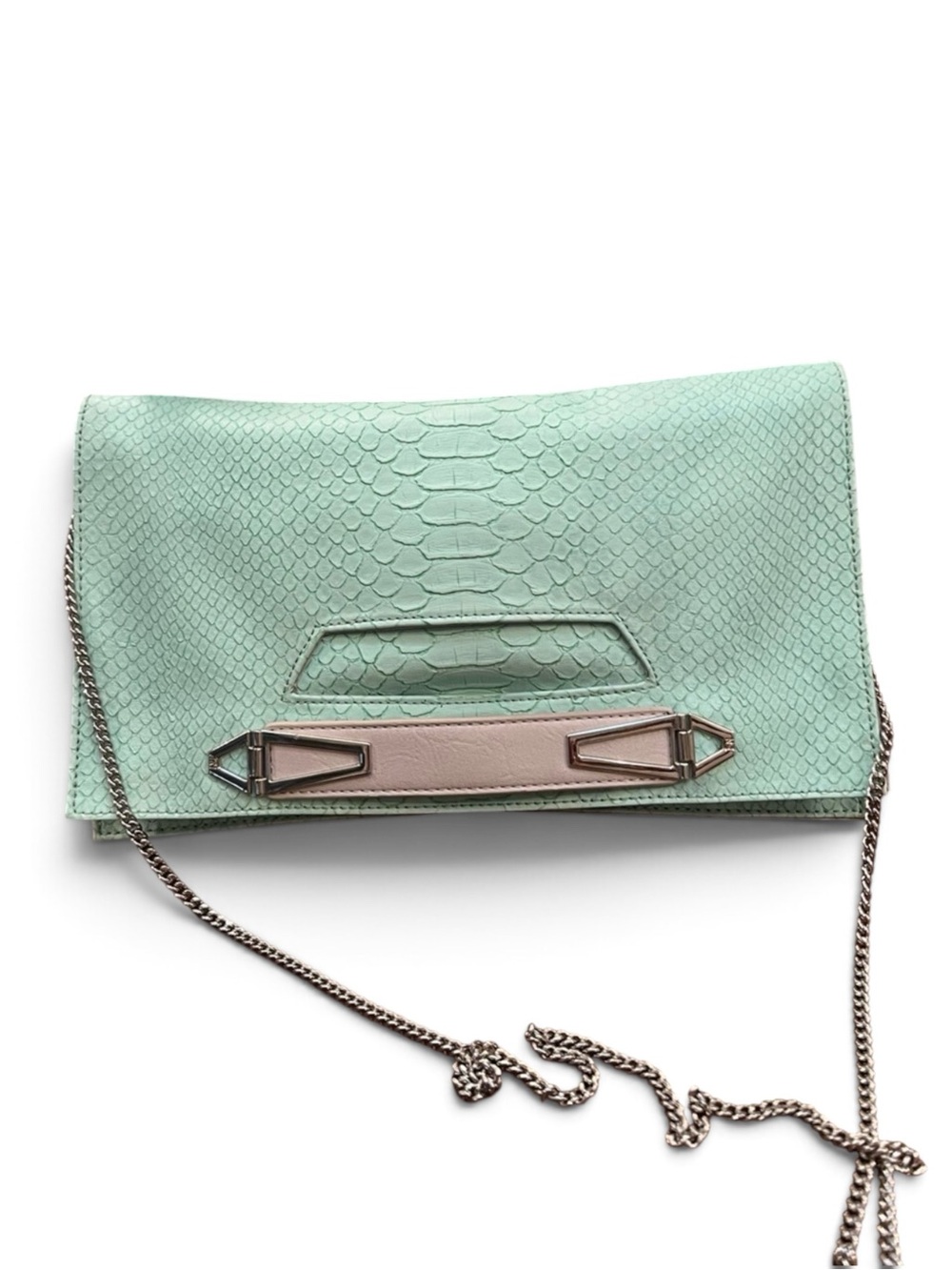 DANIELLE NICOLE Willa Light Green Faux Leather Croc Embossed Clutch/Shoulder Bag